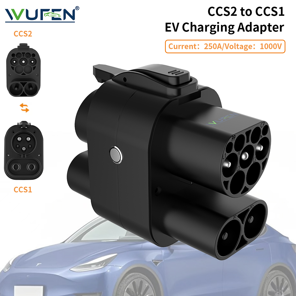 WUFEN CCS2 إلى CCS1 محول التيا - مراجعة Ccs2 To Ccs1 Fast Charge Adapter 250Kw وسعره
